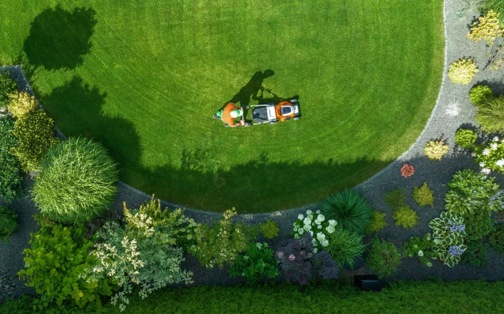 Current image: Seasonal yard maintenance activities being performed on a residential Edmonton property